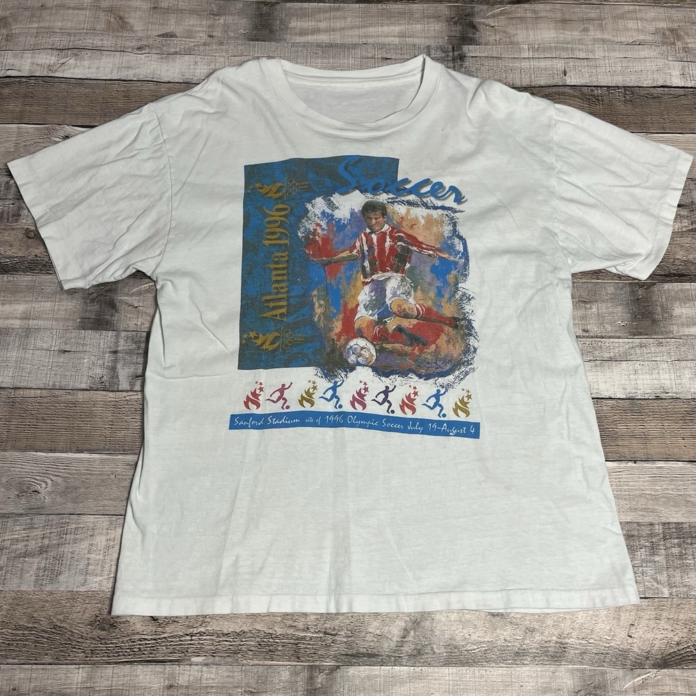 Olympic Shirt Size Large White Vintage Soccer Futbol Sanford Stadium